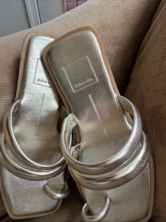 Dolce Vita Shoes - Dolce Vita Metallic Silver Square-Toe Slide Mules